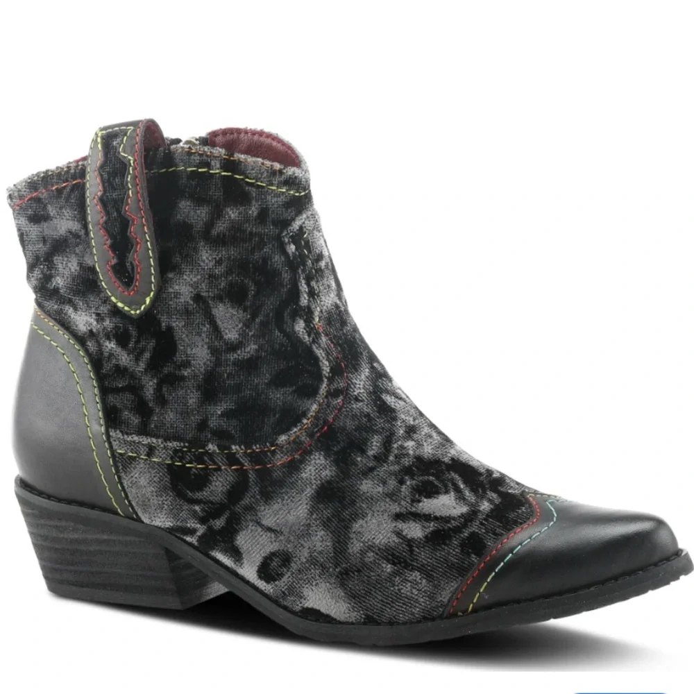 L'Artiste Countrypop Velvet And Leather Booties